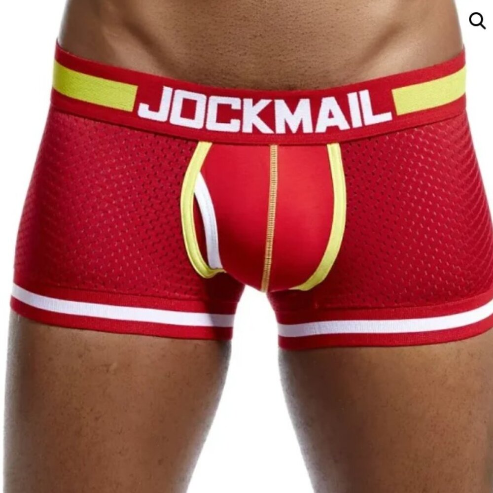 JOCKMAIL – Red Half-Mesh Trunks Medium